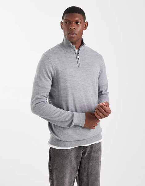  Threadbare Jersey Gris Claro Con Cremallera Corta De Threadbare 