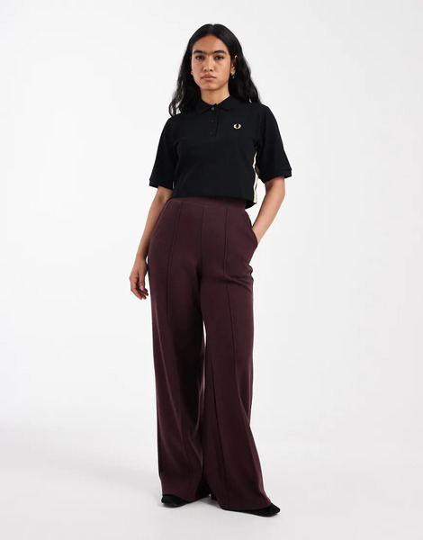  Threadbare Joggers Morado Higo De Pernera Ancha Con Detalle De Costura De Tejido Efecto Punto De Threadbare-brown 