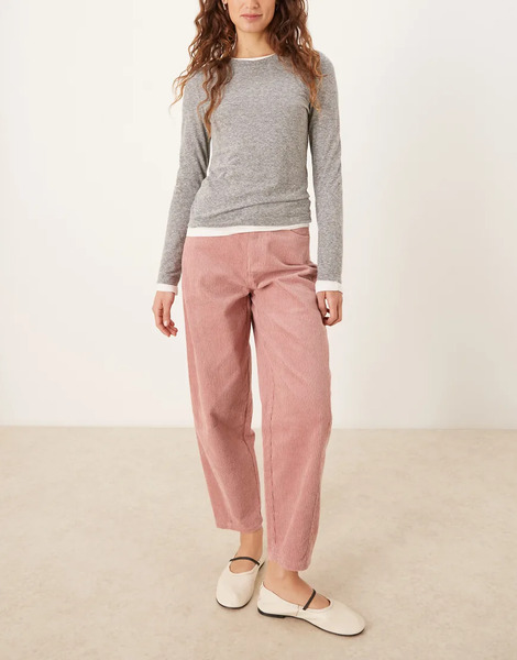  Threadbare Pantalones Rosa Empolvado De Pernera Barrel De Pana De Threadbare 