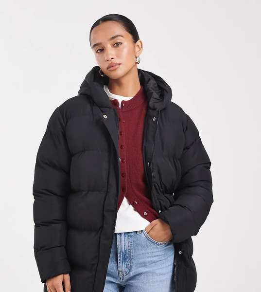  Threadbare Petite Chaqueta De Plumas Midi Negra De Threadbare Petite-negro 
