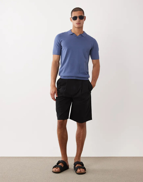  Threadbare Threadbare - Polo Azul De Manga Corta De Punto 