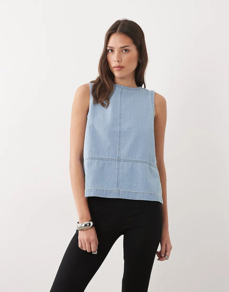  Threadbare Top Vaquero Sin Mangas Con Lavado Azul Medio De Threadbare 