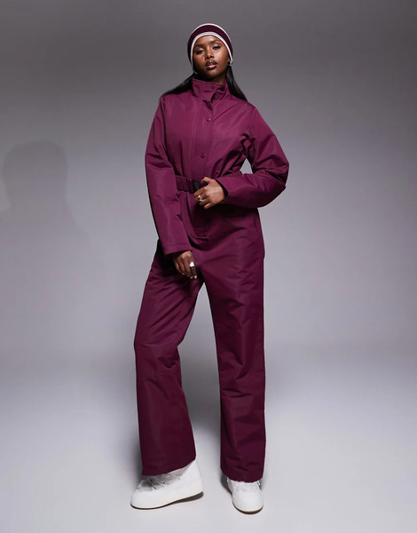  Threadbare Traje De Esquí Burdeos Con Botones Delanteros De Threadbare Ski-rojo 