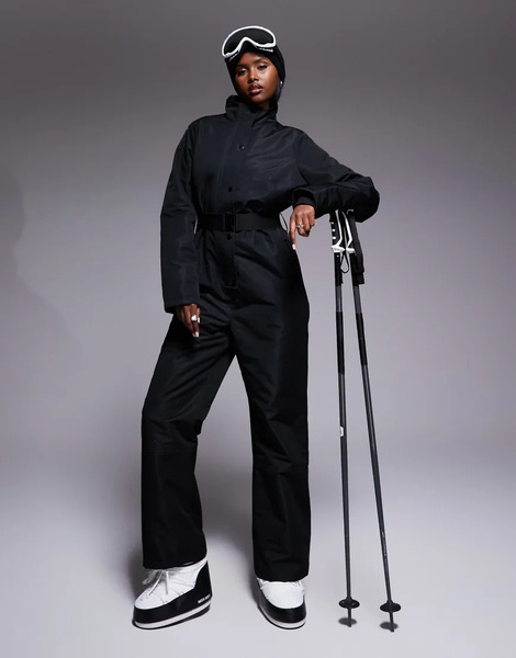  Threadbare Traje De Esquí Negro Con Botones Delanteros De Threadbare Ski 