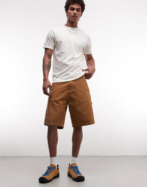  Timberland Timberland - Washed Duck Canvas - Pantalones Cortos Color Trigo Oscuro De Estilo Carpintero De Lona Lavada-marrón 