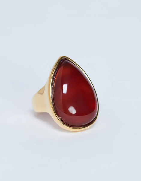  Topshop Anillo Dorado De Acero Inoxidable Resistente Al Agua Con Piedra Semipreciosa Naranja Oscuro Remi De Topshop-plateado 