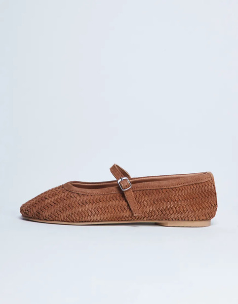  Topshop Bailarinas Color Tostado Estilo Merceditas Con Diseño Trenzado De Ante Auténtico Bonnie De Topshop-rojo 