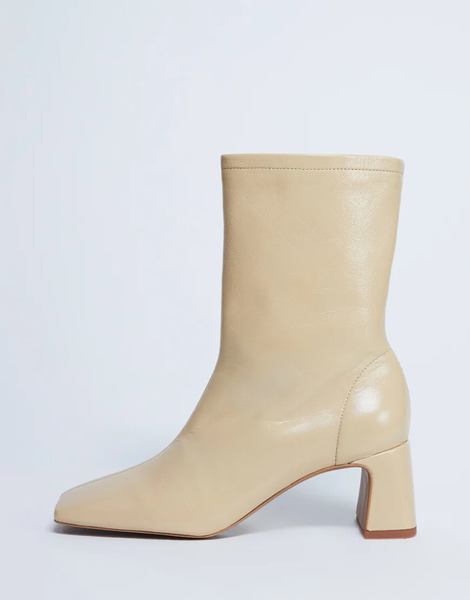  Topshop Botas Amarillo Pastel Con Tacón Acampanado Y Puntera Cuadrada De Cuero Premium Sara De Topshop-blanco 