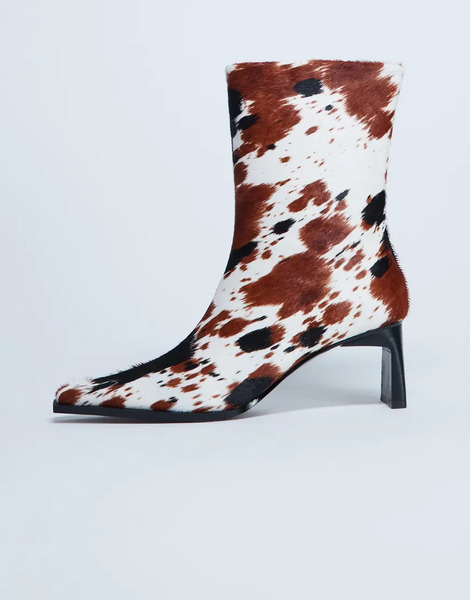  Topshop Botines De Cuero Auténtico Con Puntera Cincelada, Estampado De Vaca Y Acabado Efecto Pelo Nadie De Topshop-multicolor 