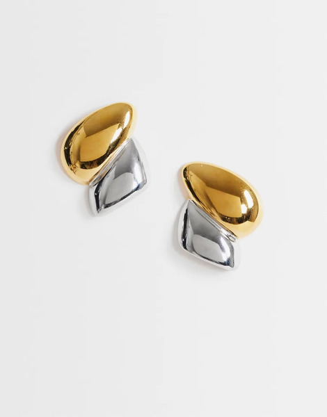  Topshop Topshop - Danny - Pendientes Dorados Y Plateados Llamativos De Acero Inoxidable Resistente Al Agua-multicolor 
