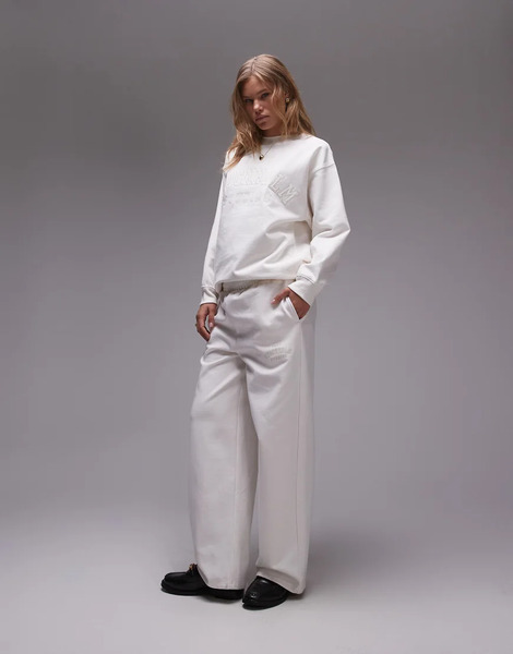  Topshop Joggers Color Crudo De Pernera Recta Con Estampado Gráfico Stockholm De Topshop (parte De Un Conjunto)-blanco 