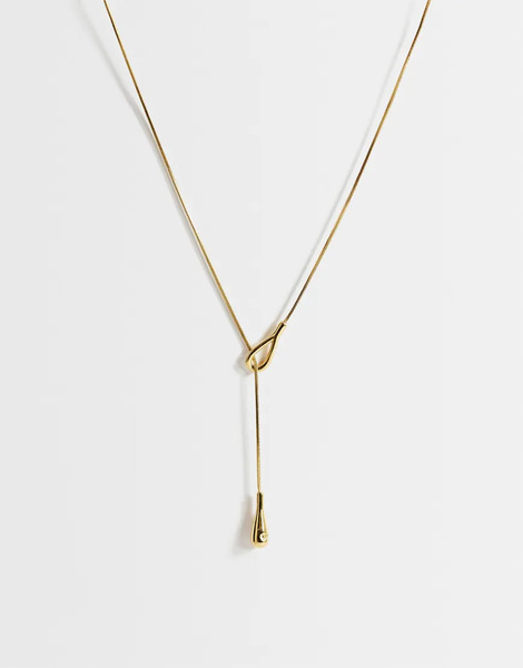  Topshop Topshop - Lucas - Collar Dorado De Estilo Reata De Acero Inoxidable Resistente Al Agua Con Colgante De Lágrima 