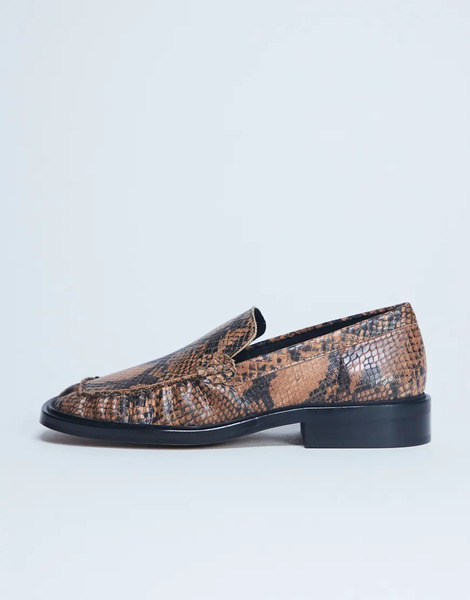  Topshop Mocasines Con Estampado De Serpiente Y Detalle Fruncido De Cuero Auténtico Premium Clover De Topshop-multicolor 