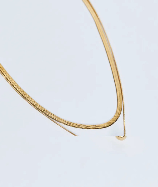  Topshop Pack De 2 Collares Dorados De Cadena De Serpiente De Acero Inoxidable Resistente Al Agua Mila De Topshop 