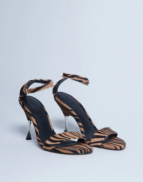  Topshop Sandalias De Cuero Auténtico Con Tacón Alto De Metal Y Estampado De Tigre Con Acabado Efecto Piel De Potro Fran De Topshop-neutro 