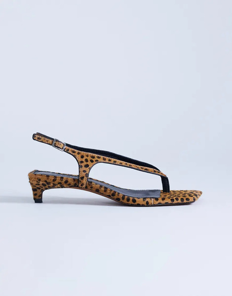  Topshop Sandalias De Dedo De Tacón Medio De Cuero Auténtico Con Acabado De Pelo Y Estampado De Ciervo Sunshine De Topshop-naranja 