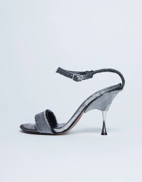  Topshop Sandalias Plateadas Con Tacón Alto De Metal De Cuero Auténtico Con Acabado Efecto Pelo De Potro Fran De Topshop-plateado 