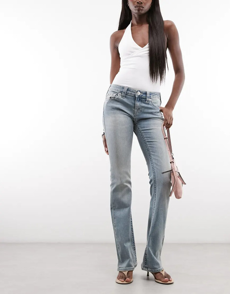  True Religion True Religion - Becca - Vaqueros De Talle Medio Y Corte Bootcut Con Lavado Azul Oscuro Y Bolsillo Con Solapa 