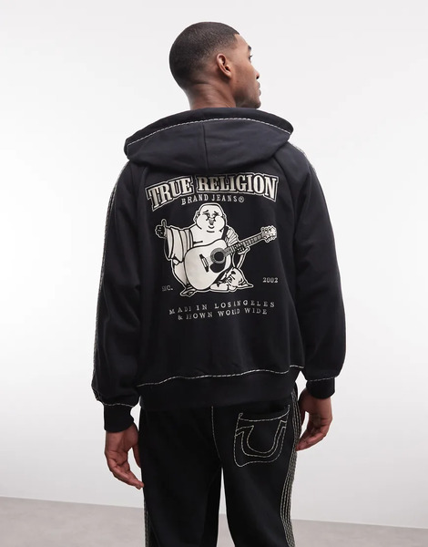  True Religion Sudadera Negro Azabache Con Capucha, Cremallera Y Cintura Marcada Super T De True Religion (parte De Un Conjunto) 