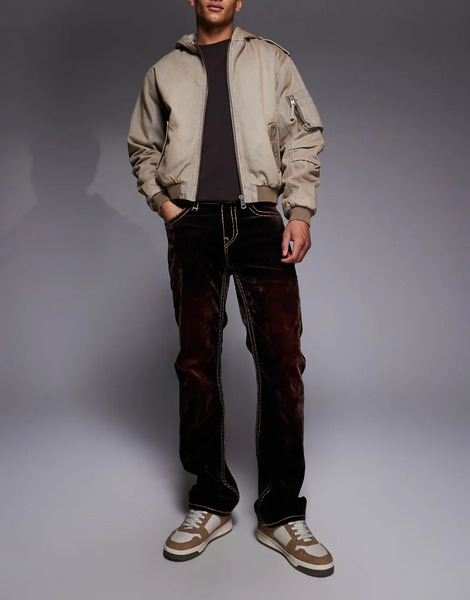  True Religion Vaqueros Marrón Lavado De Pernera Recta Con Bolsillo De Solapa De Terciopelo Ricky De True Religion-brown 