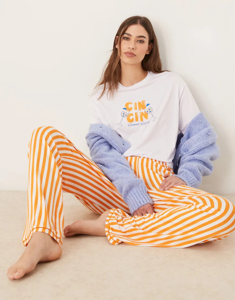  Urban Threads Pantalones A Rayas Naranjas De Urban Threads (parte De Un Conjunto)-multicolor 