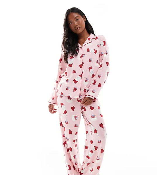  Urban Threads Pijama Rosa Con Estampado De Postres De Urban Threads Petite 