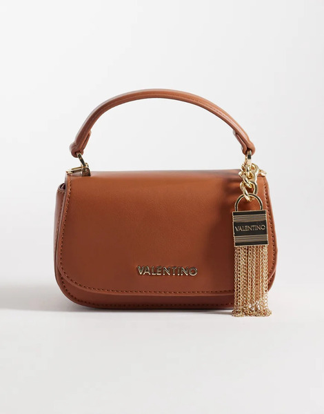  Valentino Bolso Marrón Con Asa Superior, Correa Bandolera Extraíble Y Herrajes Dorados Iride De Valentino-brown 
