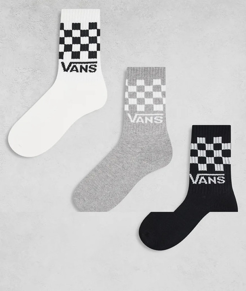 Vans Pack De 3 Pares De Calcetines Deportivos De Color Negro, Blanco Y Multicolor A Cuadros Clásicos De Vans 