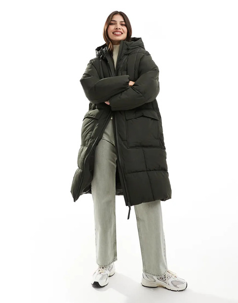  Vero Moda Abrigo Acolchado Largo Verde Oscuro Extragrande De Vero Moda 