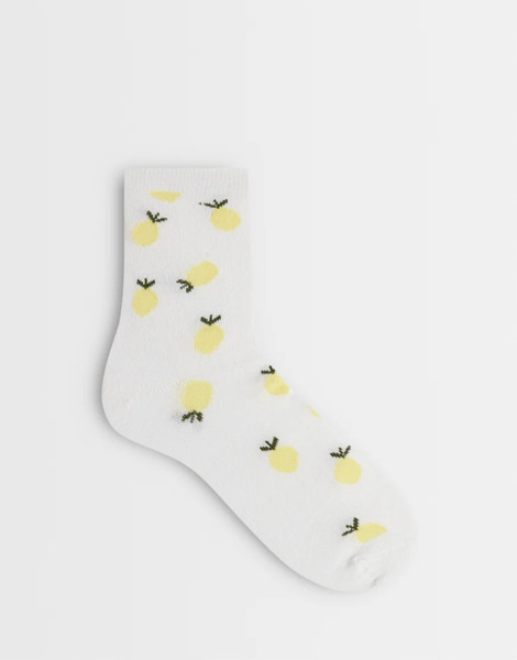  Vero Moda Vero Moda - Calcetines Tobilleros Blancos Con Estampado De Limones 