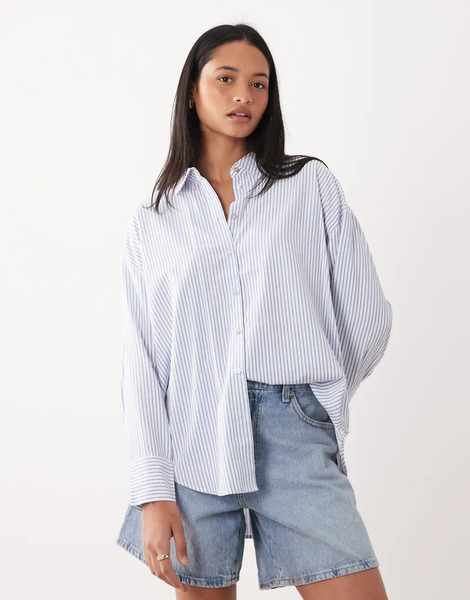  Vero Moda Camisa Azul A Rayas Blancas Extragrande De Vero Moda 