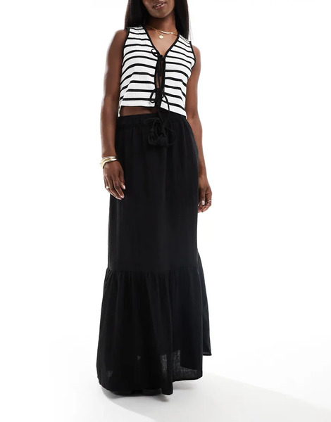  Vero Moda Falda Larga Negra Estilo Boho De Vero Moda-negro 
