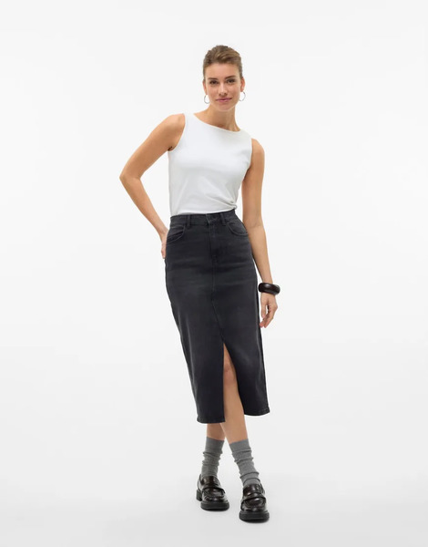  Vero Moda Falda Vaquera Gris Oscuro De Vero Moda 