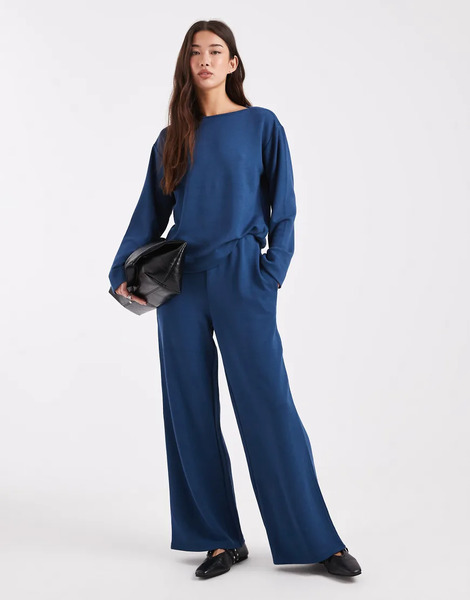  Vero Moda Joggers Azul Oscuro De Pernera Ancha De Tejido Suave De Vero Moda (parte De Un Conjunto)-azul Marino 