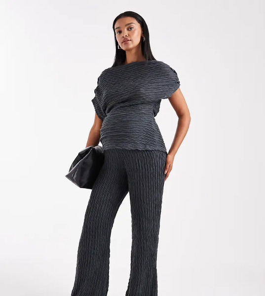  Vero Moda Maternity Pantalones Gris Asfalto De Pernera Ancha De Punto Texturizado De Vero Moda Maternity (parte De Un Conjunto) 