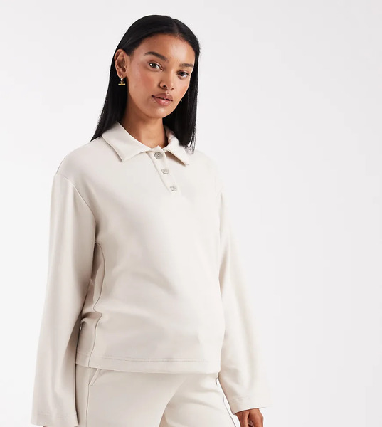  Vero Moda Maternity Top Color Crema Con Cuello Tipo Polo De Tejido Muy Suave De Vero Moda Maternity (parte De Un Conjunto)-blanco 
