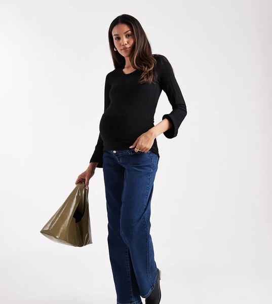  Vero Moda Maternity Vaqueros Azul Oscuro De Pernera Recta Con Banda Por Encima Del Vientre De Vero Moda Maternity-azul Marino 