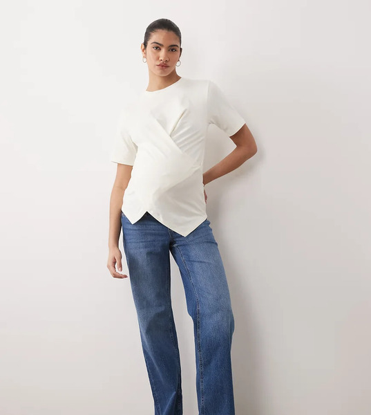 Vero Moda Maternity Vaqueros Azules De Pernera Ancha Con Lavado Medio Y Banda Para El Vientre Suave Tessa De Vero Moda Maternity 