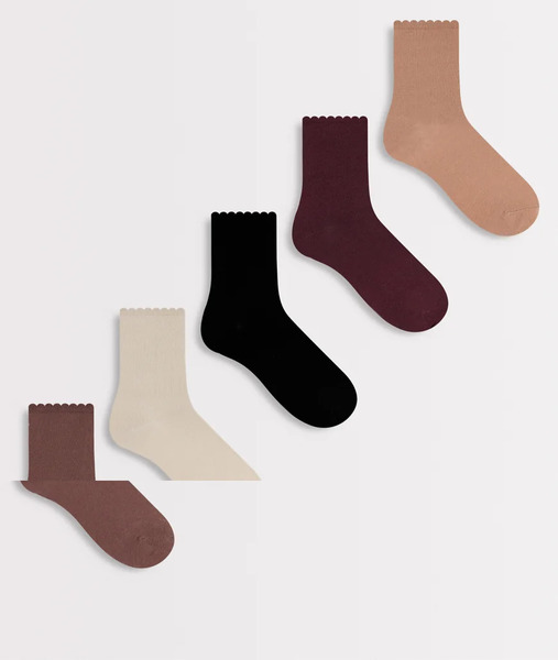  Vero Moda Pack De 5 Pares De Calcetines Tobilleros En Tonos Beis Con Parte Superior Festoneada De Vero Moda-multicolor 