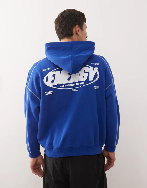  Vertere Berlin Sudadera Azul Cobalto Extragrande Sin Cierres Con Capucha Y Estampado Trasero Energy De Vertere Berlin 