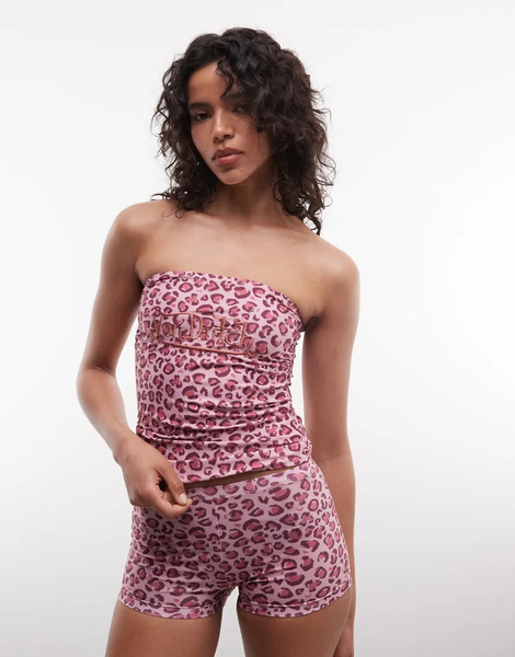 Von Dutch Von Dutch - Top Rosa Palabra De Honor Con Estampado De Leopardo Estilo Años 2000 (parte De Un Conjunto)-multicolor 