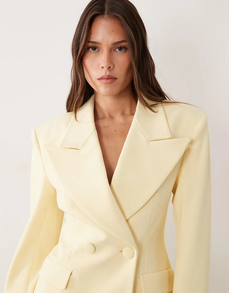  Wanderdoll Americana Amarillo Limón Con Solapas Extragrandes Y Cintura Entallada Charlotte Exclusivo De Wanderdoll 