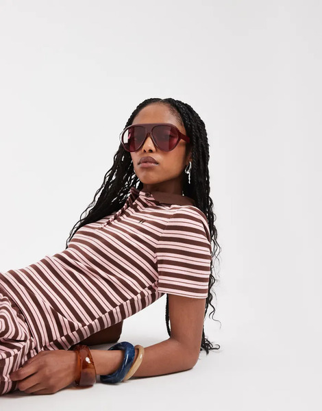  Wanderdoll Polo Rosa Y Marrón Chocolate De Manga Corta De Punto Liso Premium Frankie De Wanderdoll (parte De Un Conjunto)-multicolor 