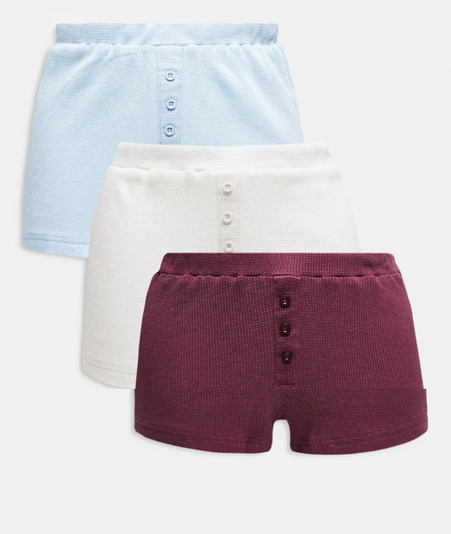  Wednesday's Girl Pack De 3 Calzoncillos Bóxer De Color Blanco, Azul Y Burdeos De Punto Gofrado De Wednesday's Girl-multicolor 