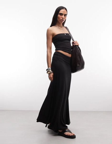  Weekday Weekday - Falda Larga Negra Con Caída-negro 