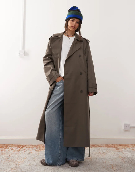  Weekday Gabardina Marrón Topo Oscuro Extragrande De Weekday-gris 