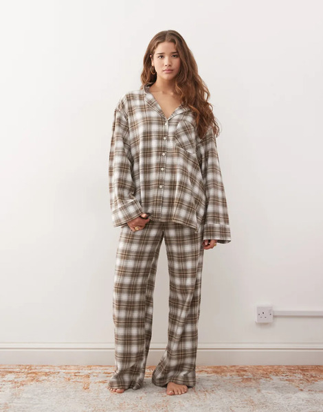  Weekday Pantalones De Estar Por Casa A Cuadros Negros Y Blancos De Franela De Weekday (parte De Un Conjunto) 