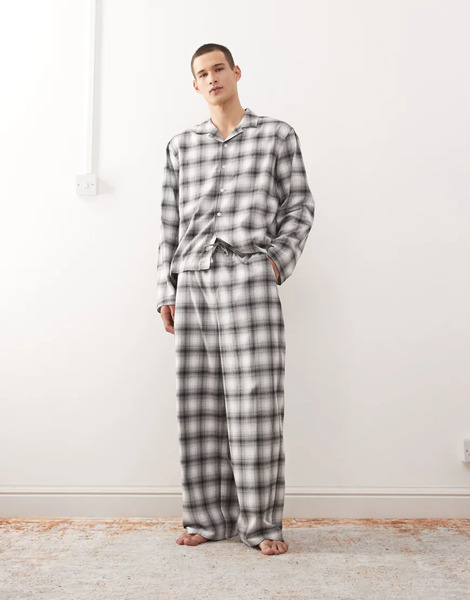 Weekday Pantalones De Estar Por Casa A Cuadros Negros Y Blancos De Franela De Weekday (parte De Un Conjunto) 