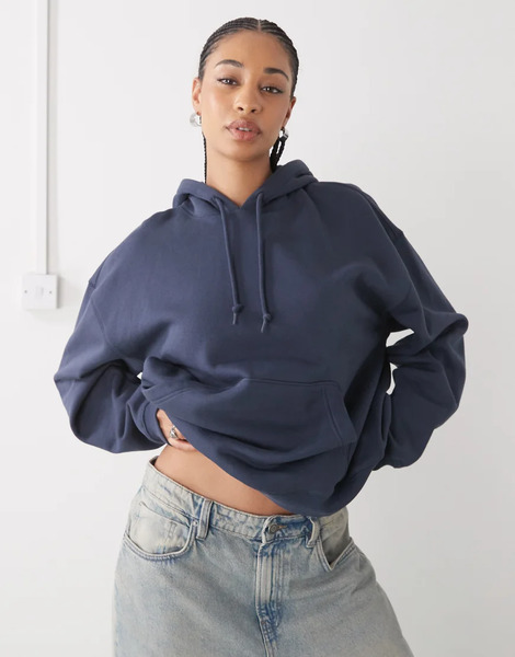  Weekday Sudadera Azul Marino Con Capucha Essence De Weekday 