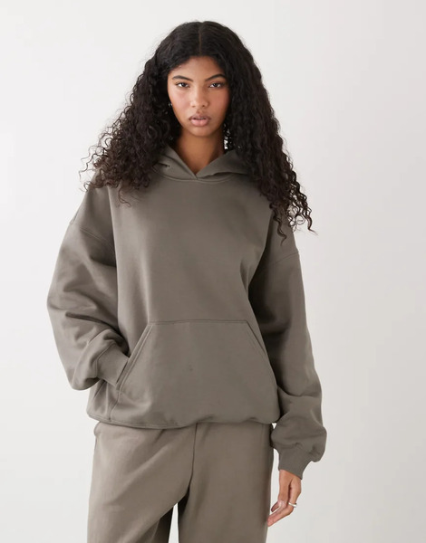  Weekday Sudadera Gris Medio Extragrande Con Capucha De Weekday (parte De Un Conjunto) 